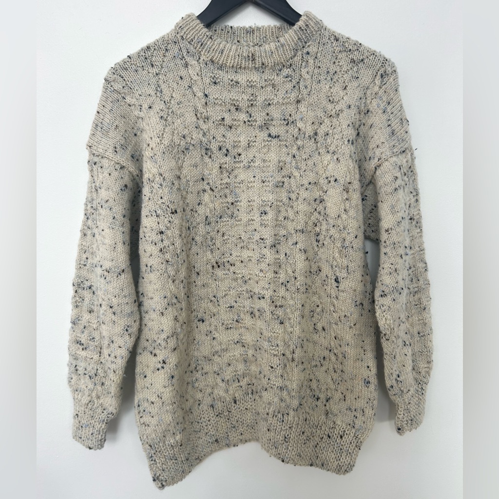 100% Wool Cable Knit Sweater Made In Canada Women’s Small Cozy Fisherman Knit